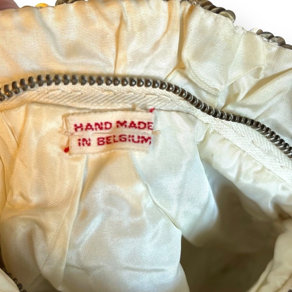 Vintage 1960s Sequin Evening Bag Clutch Silver Made In Belgium - Picture 5 of 9